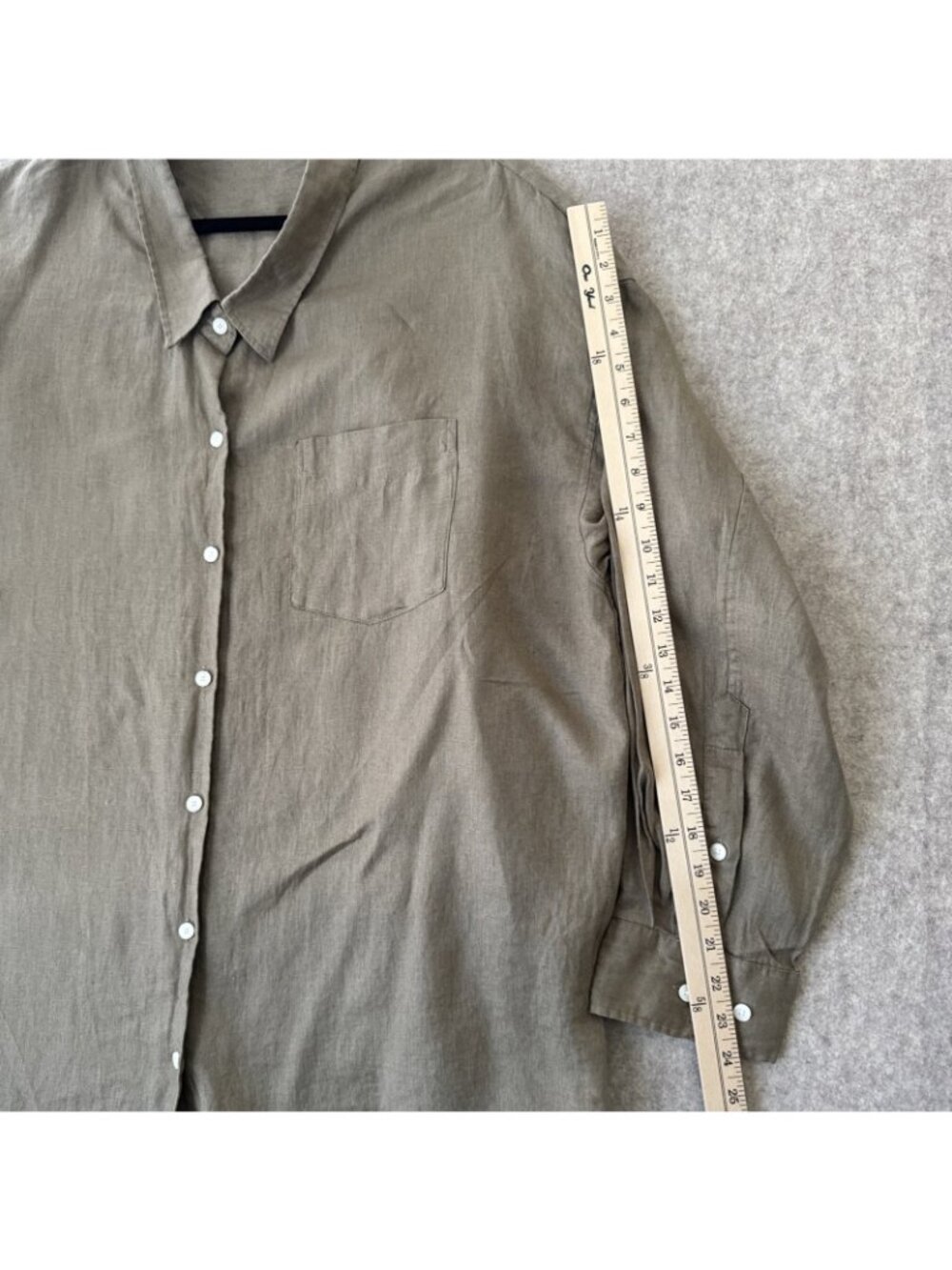 Aritzia Wilfred Linen Shirt Womens Xl Green Reminisce Relaxed Long Sleeve Button View 4